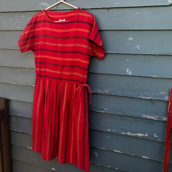 Marimekko Dress Suomi Finland Large Orange Red - Picture 1 of 7